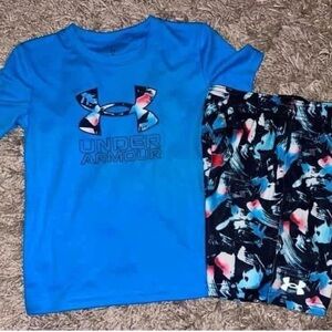 Under Armour Vibrant Blue Tee and Patterned Shorts
